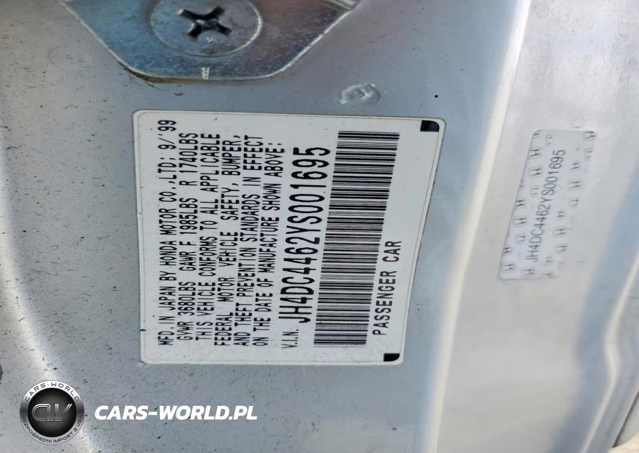 2000 Acura Integra Gs VIN:JH4DC4462YS001695 - 12