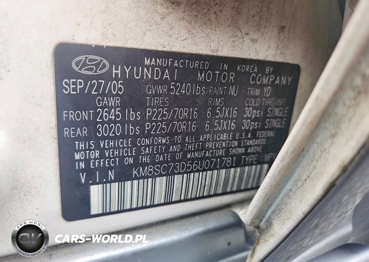 2006 Hyundai Santa Fe Gls VIN:KM8SC73D56U071781 - 13