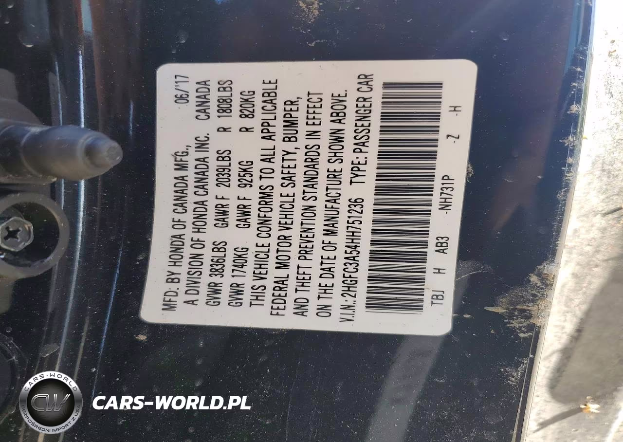 2017 Honda Civic Si VIN:2HGFC3A54HH751236 - 12