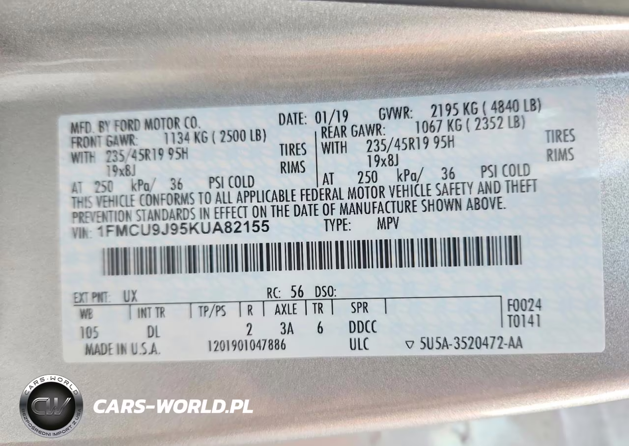 2019 Ford Escape Titanium VIN:1FMCU9J95KUA82155 - 13