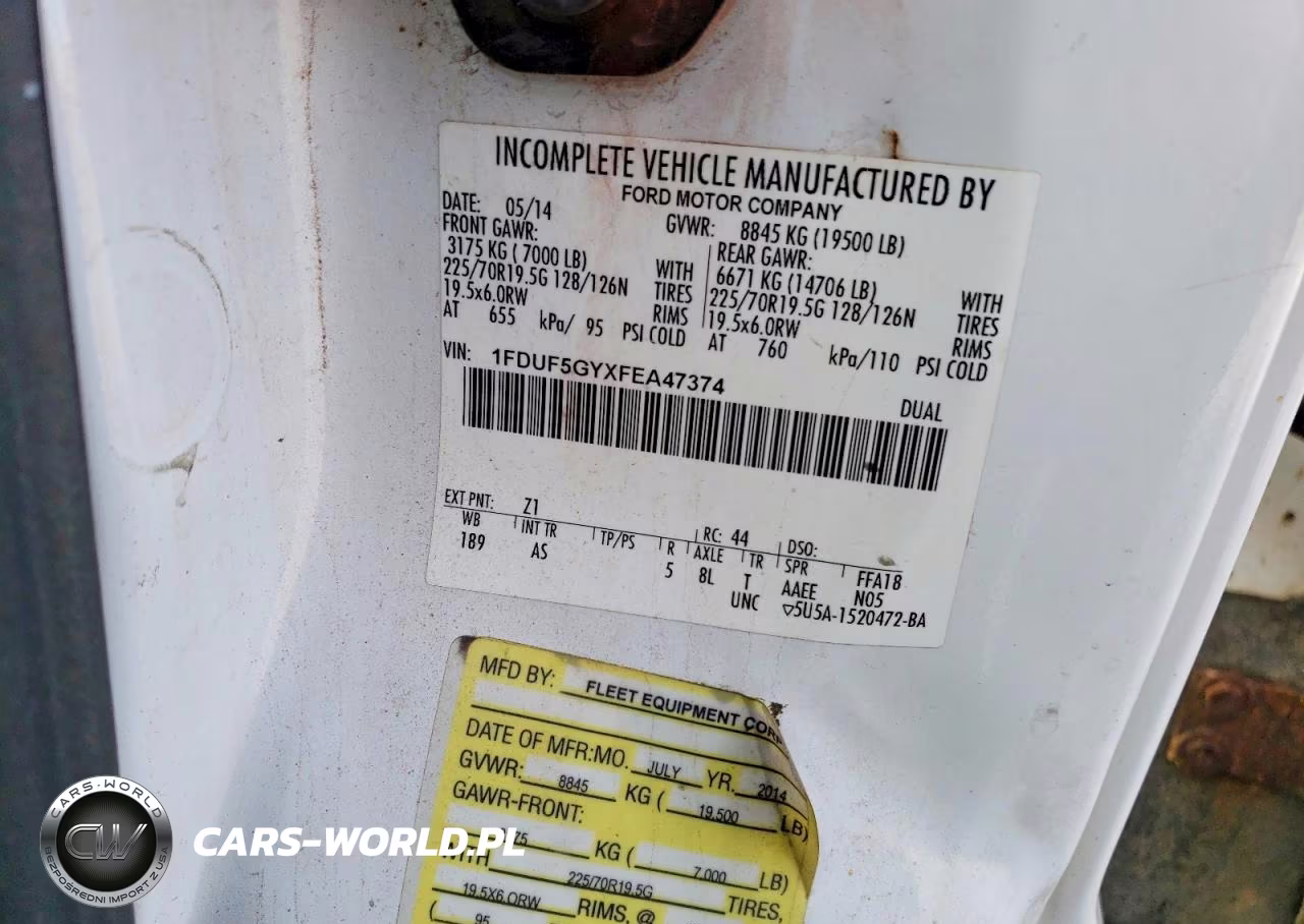 2015 Ford F550 Super Duty VIN:1FDUF5GYXFEA47374 - 12