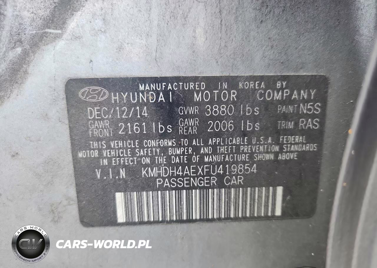 2015 Hyundai Elantra Se VIN:KMHDH4AEXFU419854 - 12