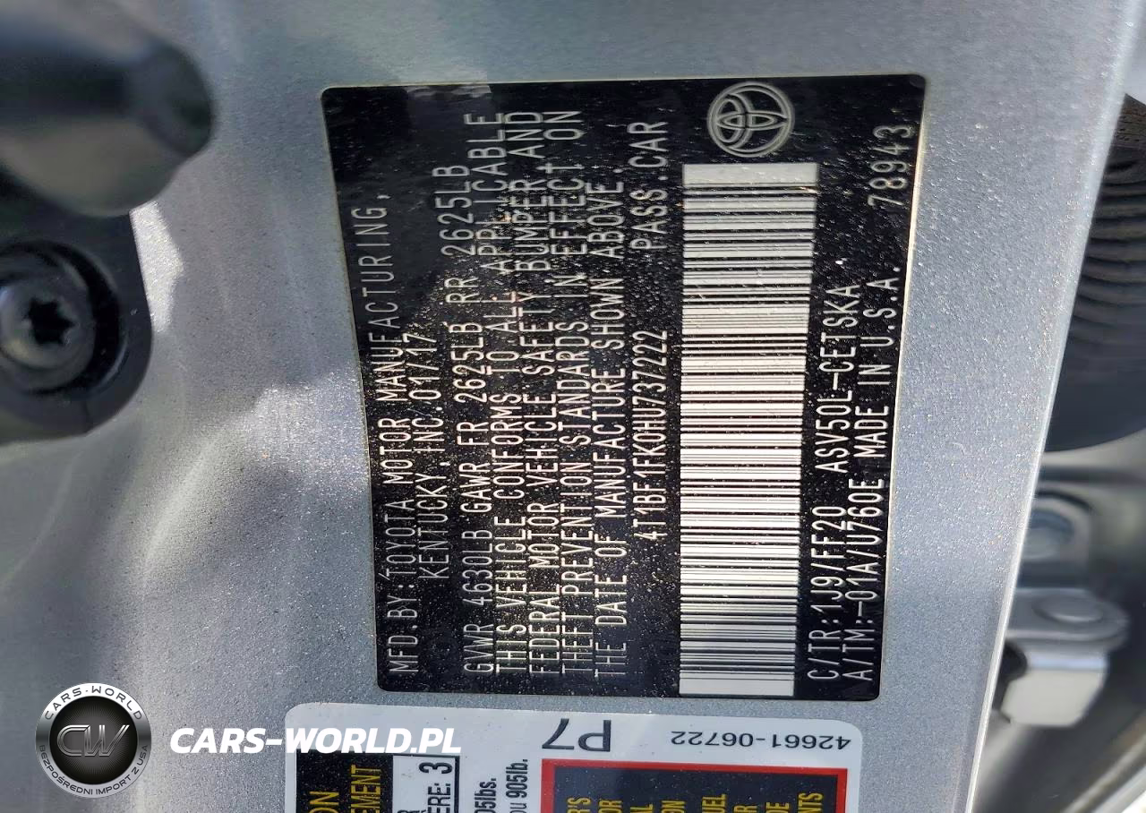 2017 Toyota Camry Se VIN:4T1BF1FK0HU737222 - 12