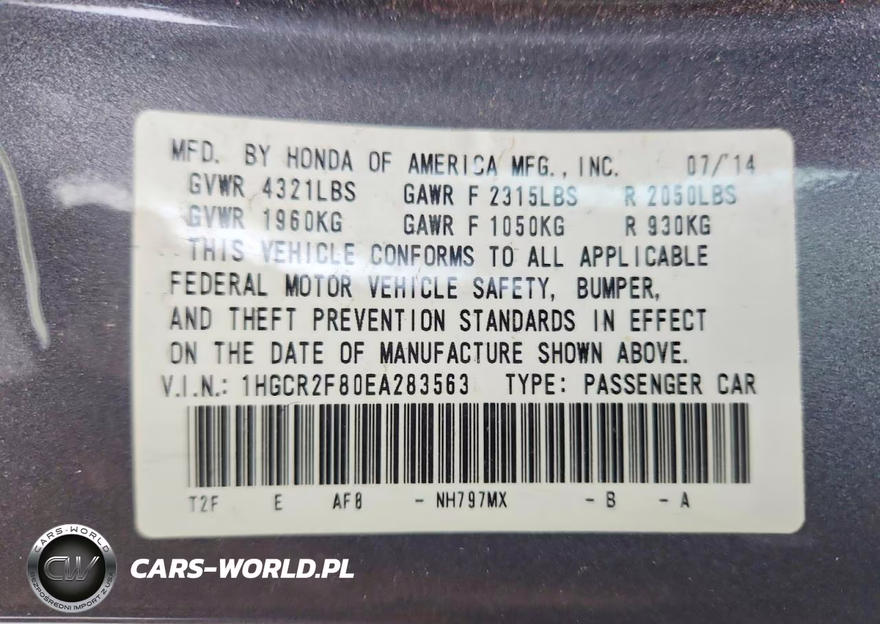 2014 Honda Accord Exl VIN:1HGCR2F80EA283563 - 13
