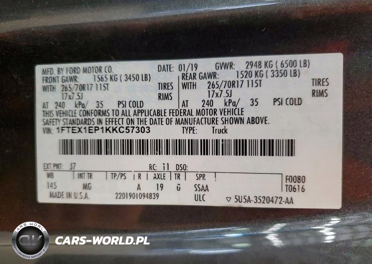 2019 Ford F150 Super Cab VIN:1FTEX1EP1KKC57303 - 12