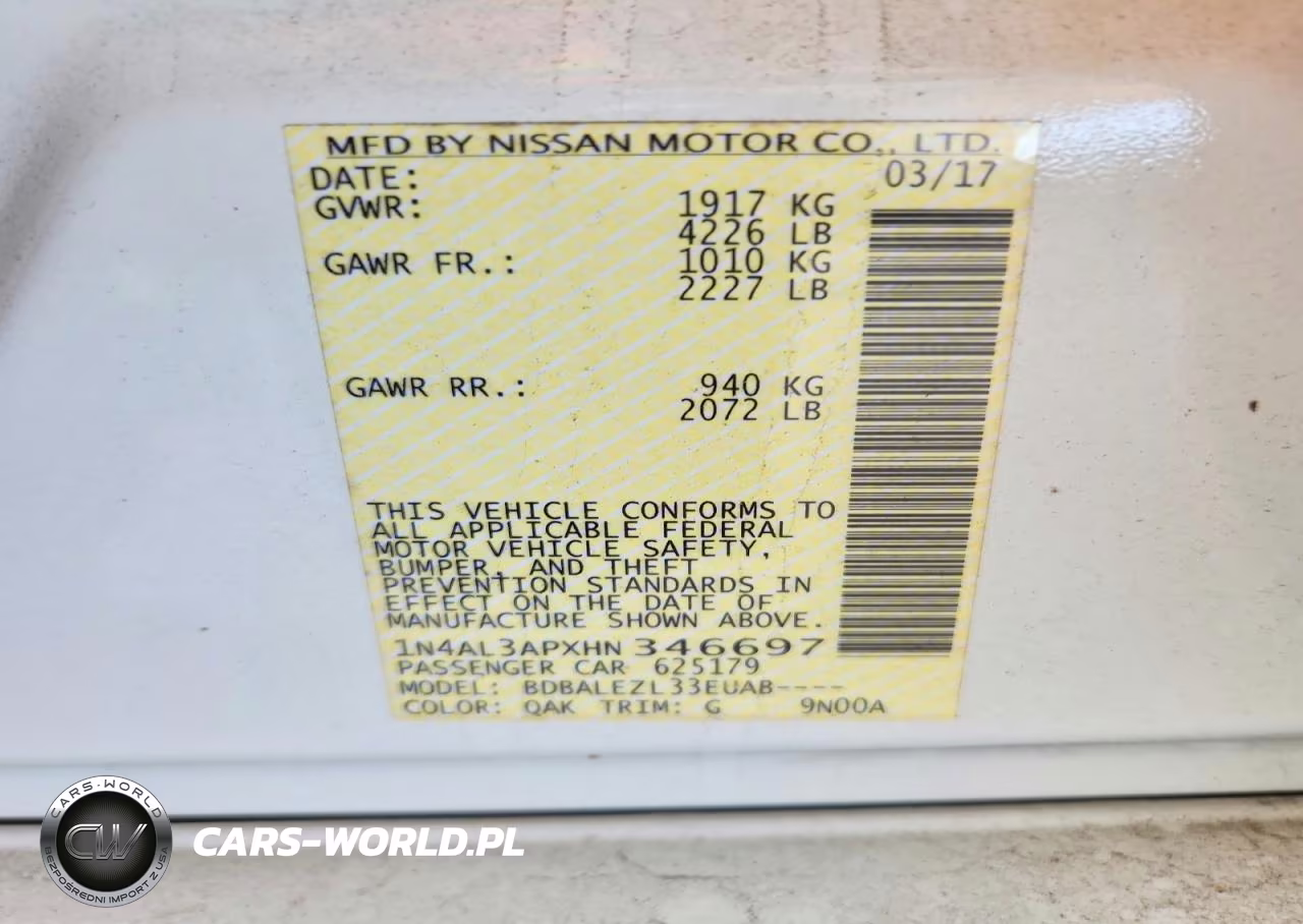 2017 Nissan Altima 2.5 S VIN:1N4AL3APXHN346697 - 12