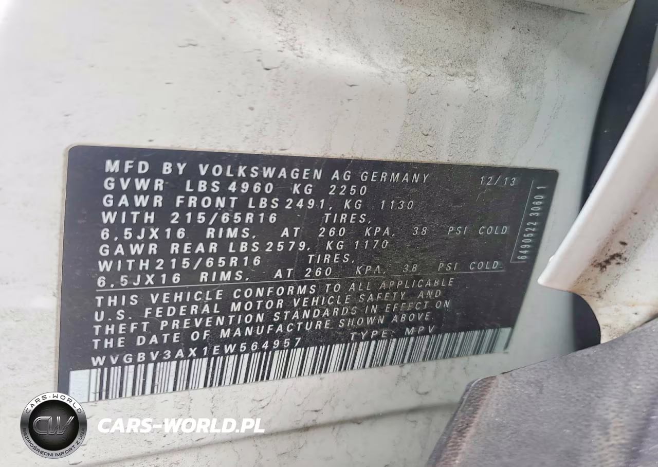 2014 Volkswagen Tiguan S VIN:WVGBV3AX1EW564957 - 14