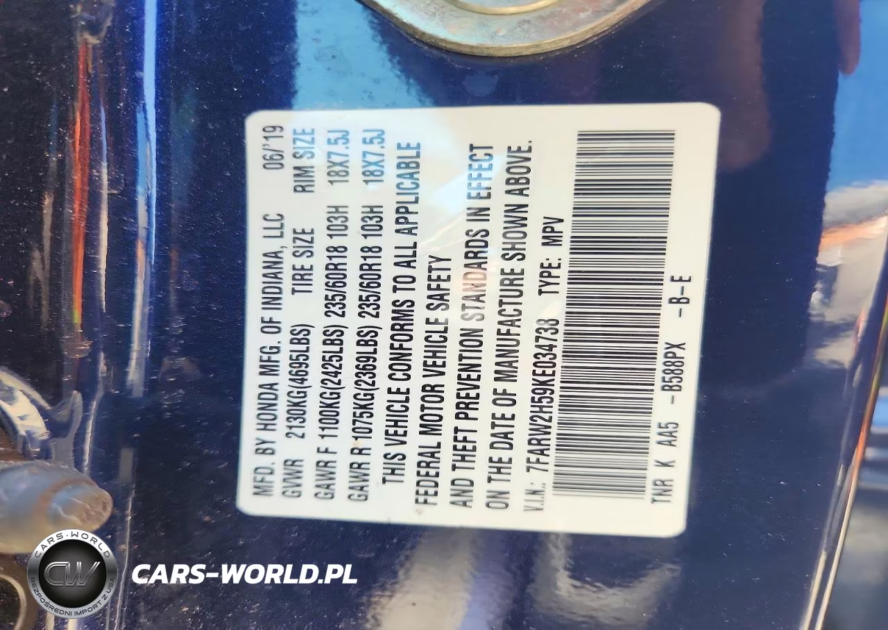 2019 Honda Cr-V Ex VIN:7FARW2H59KE034738 - 13