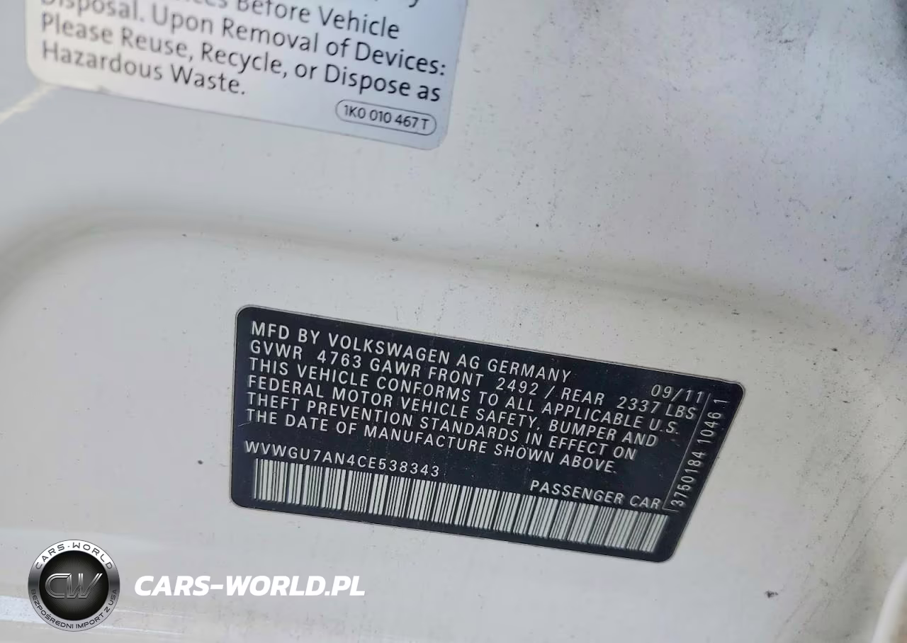 2012 Volkswagen Cc Vr6 4Motion VIN:WVWGU7AN4CE538343 - 12