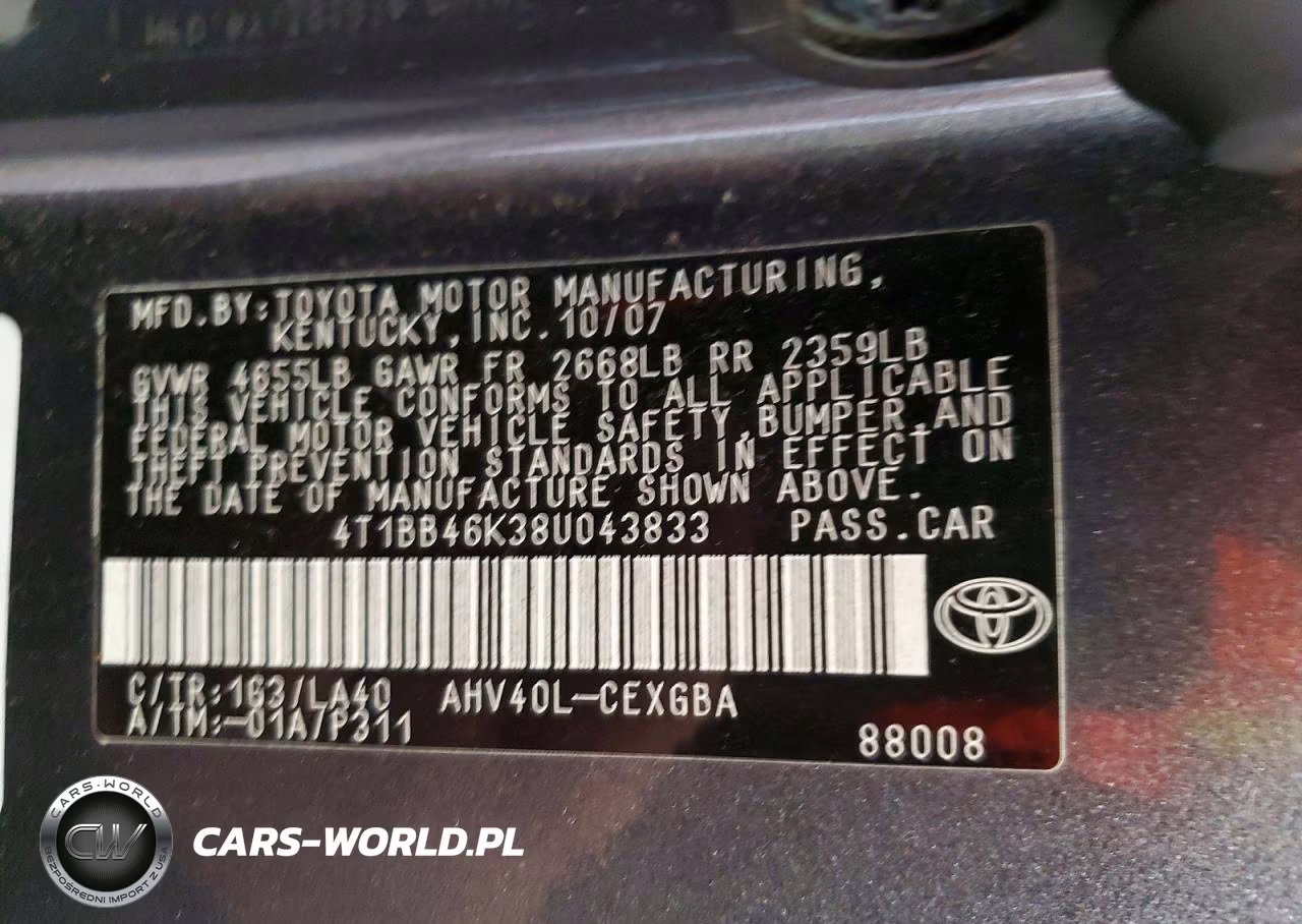 2008 Toyota Camry Hybrid VIN:4T1BB46K38U043833 - 12