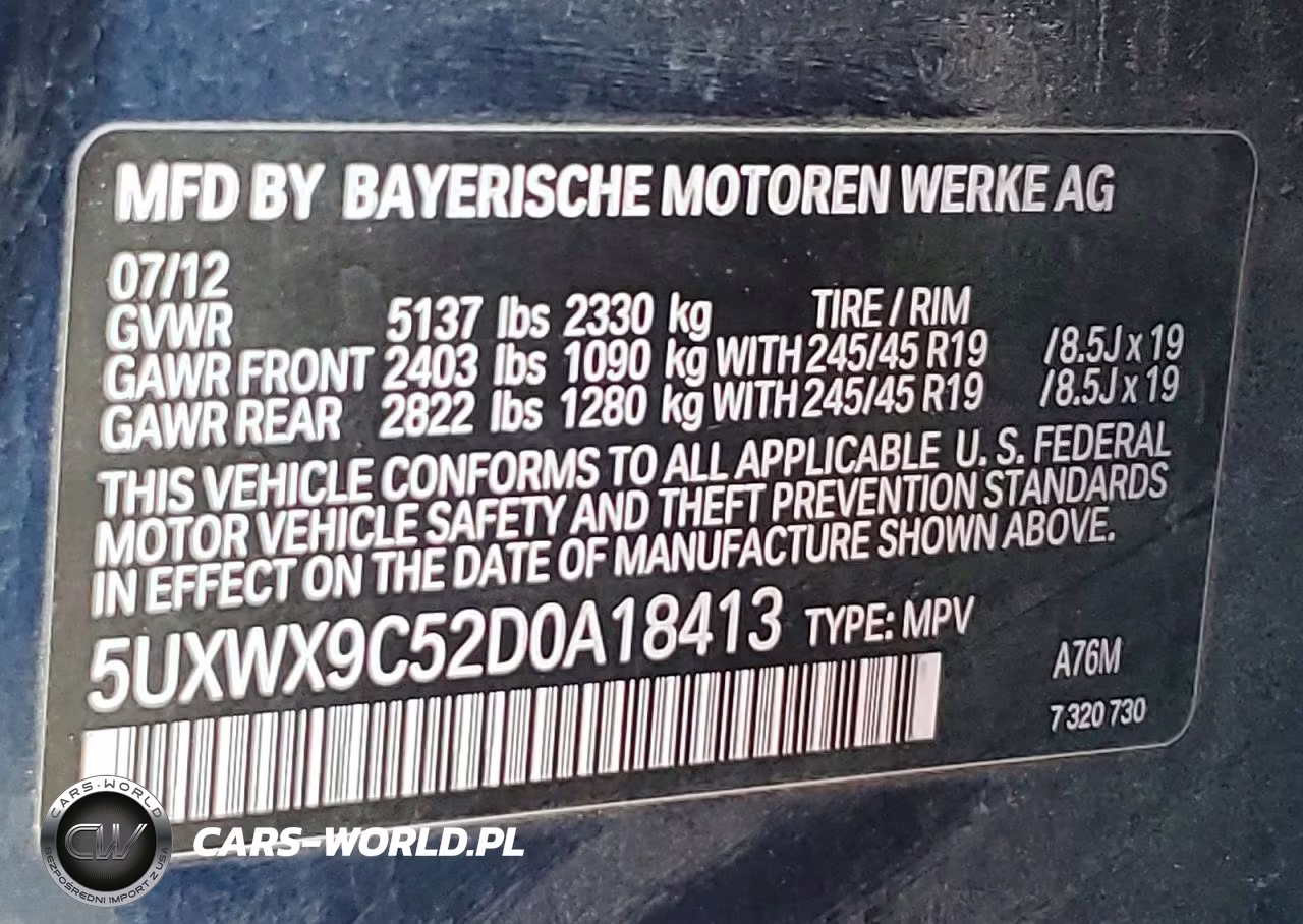 2013 BMW X3 xDrive28I VIN:5UXWX9C52D0A18413 - 13