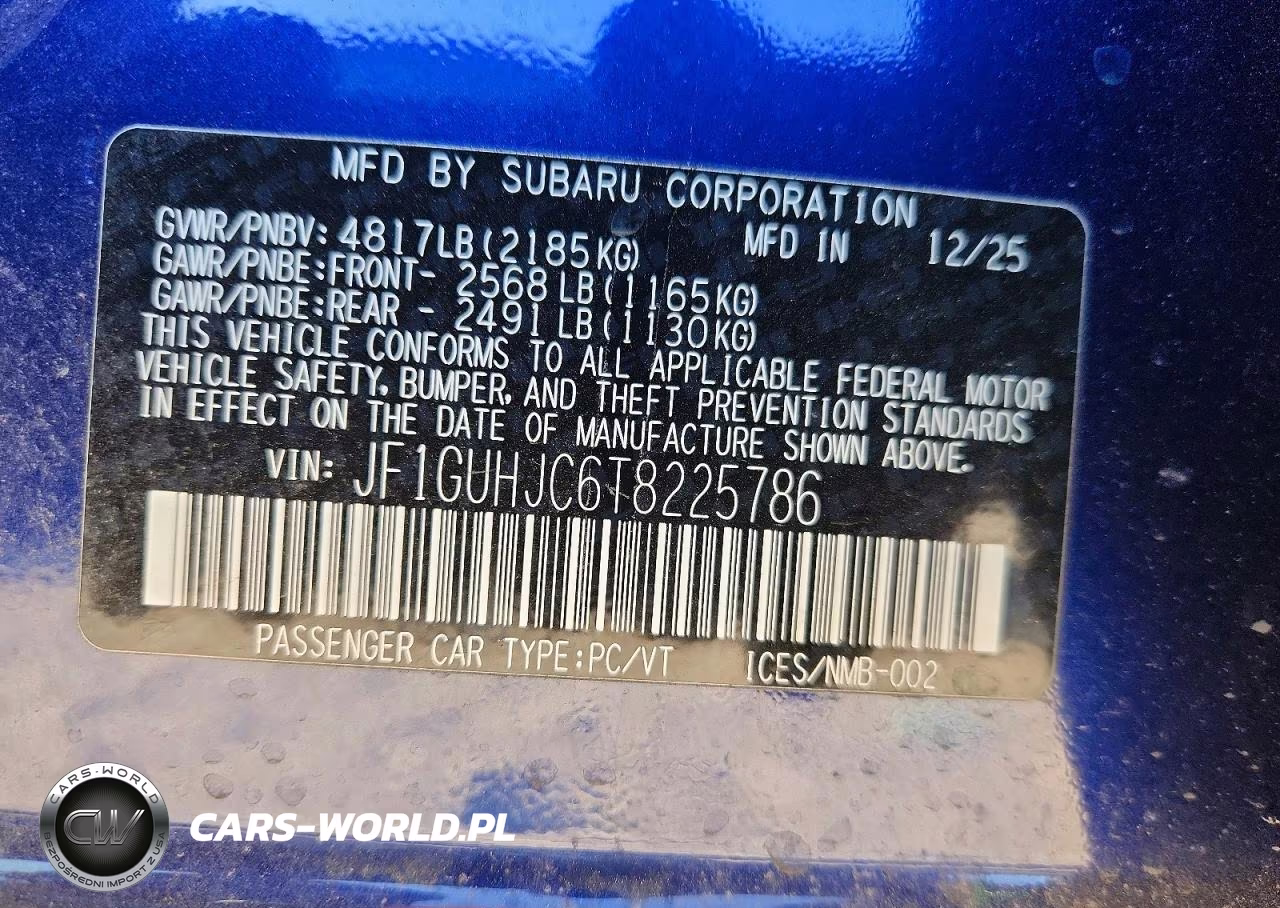 2026 Subaru Impreza Rs VIN:JF1GUHJC6T8225786 - 13