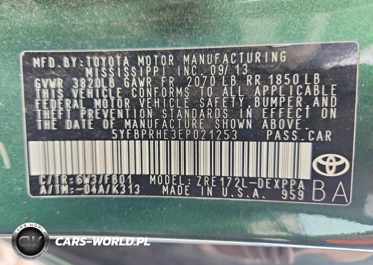 2014 Toyota Corolla Le Eco Plus VIN:5YFBPRHE3EP021253 - 12