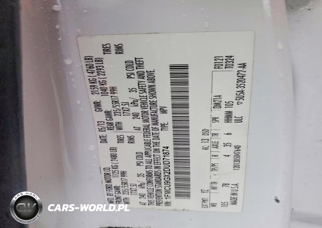 2013 Ford Escape Se VIN:1FMCU9GX2DUD71874 - 12