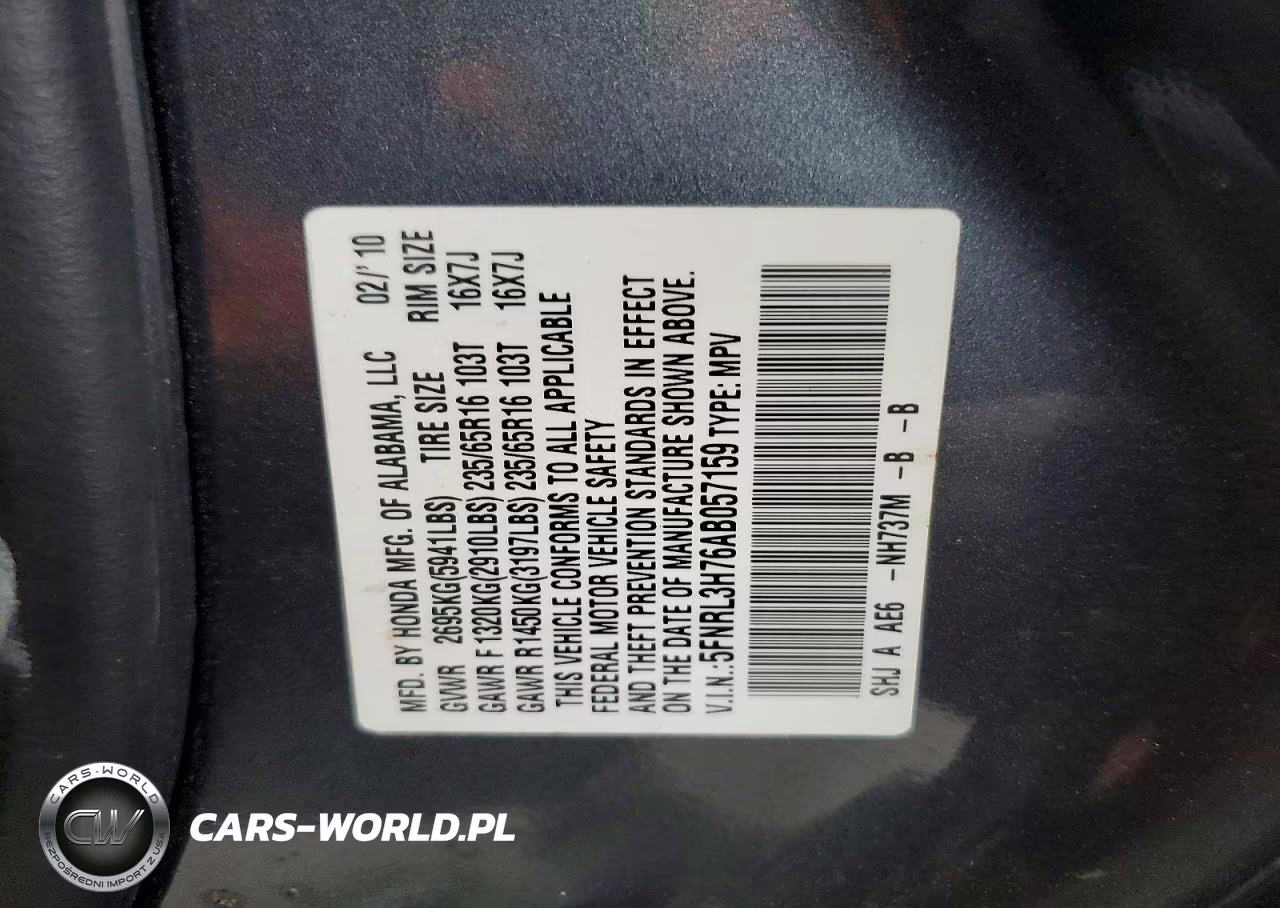 2010 Honda Odyssey Exl VIN:5FNRL3H76AB057159 - 12