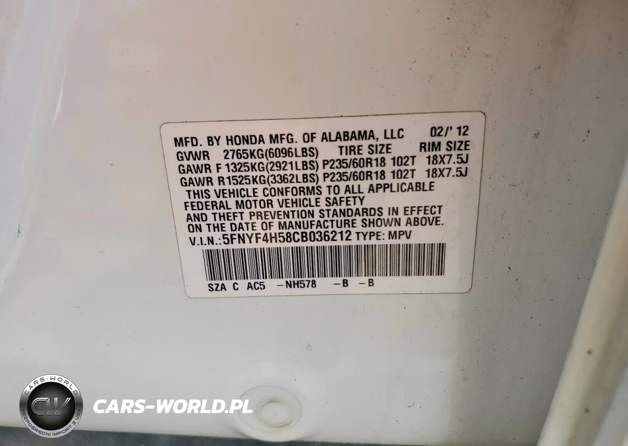 2012 Honda Pilot Exl VIN:5FNYF4H58CB036212 - 13