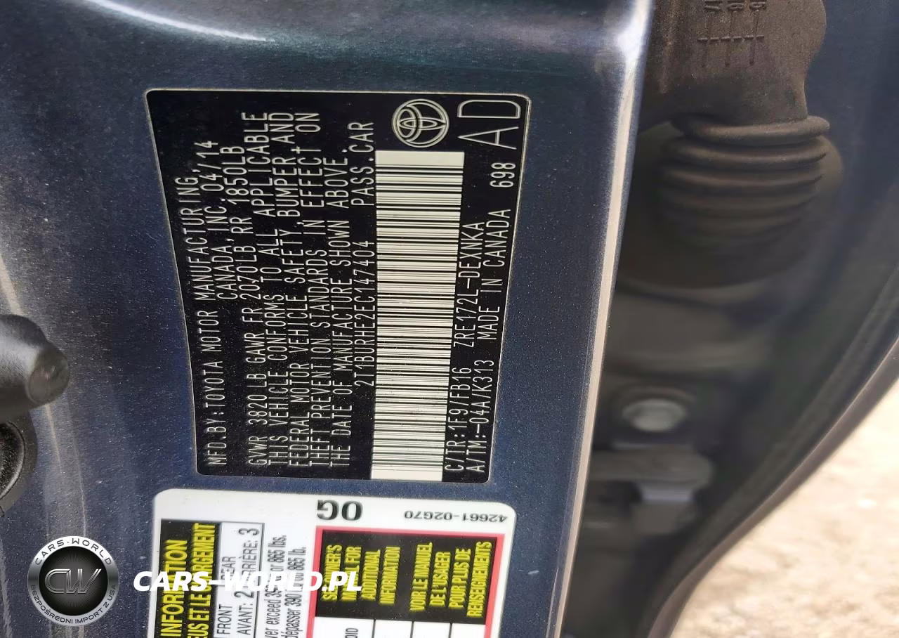 2014 Toyota Corolla Le Plus VIN:2T1BURHE2EC147404 - 12