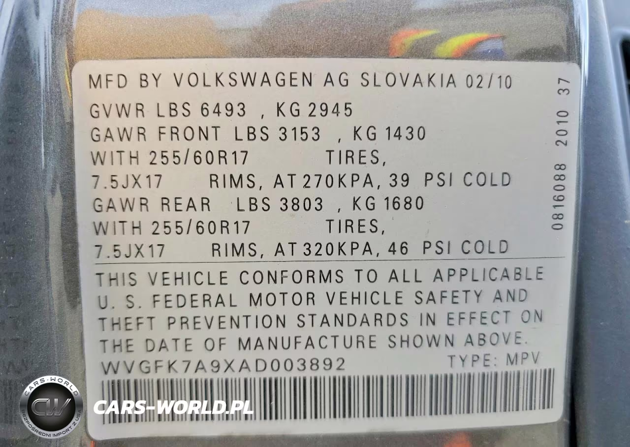 2010 Volkswagen Touareg Tdi VIN:WVGFK7A9XAD003892 - 13