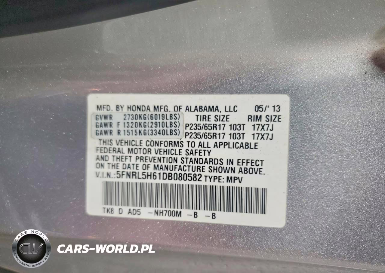 2013 Honda Odyssey Exl VIN:5FNRL5H61DB080582 - 13
