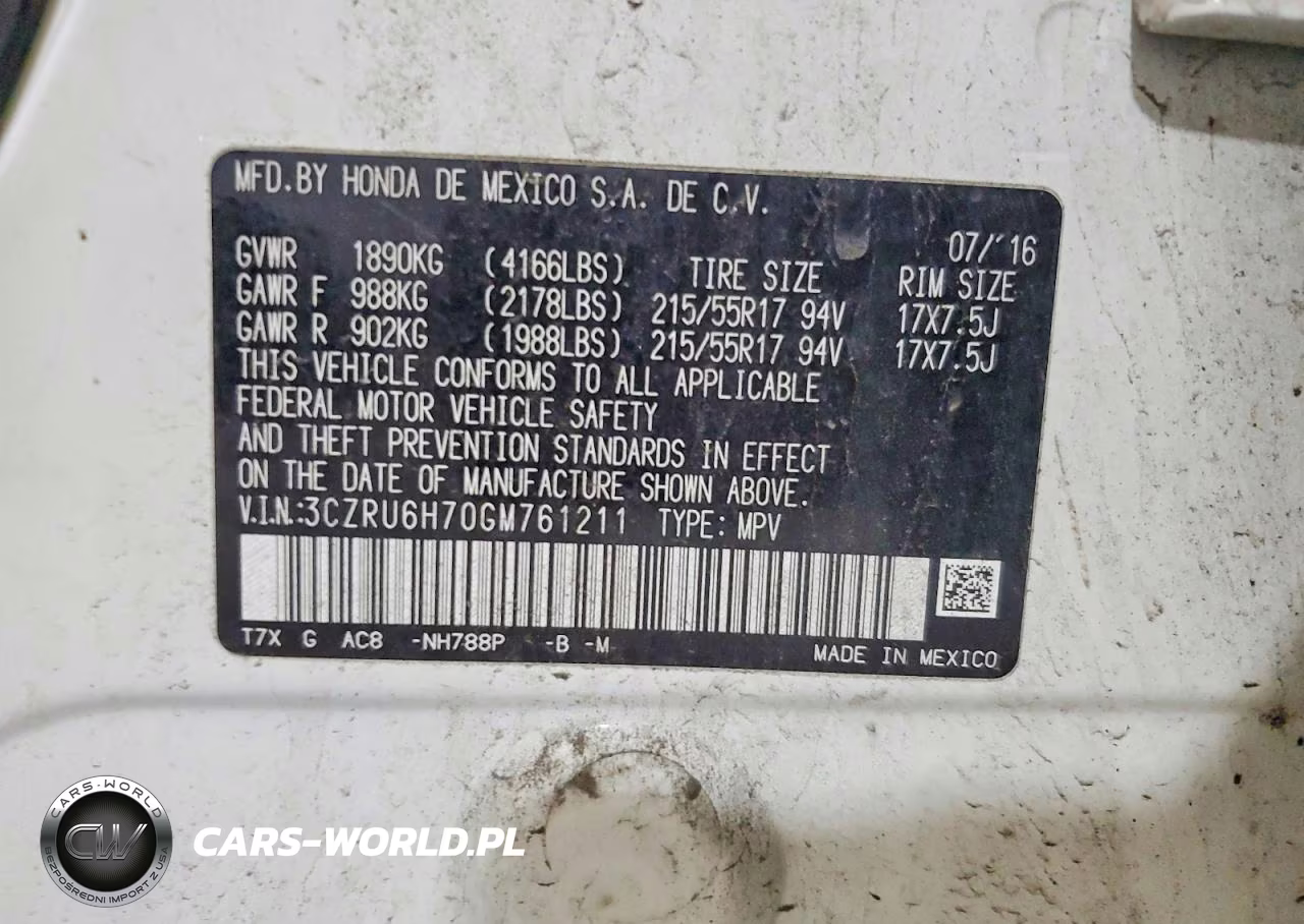 2016 Honda Hr-V Exl VIN:3CZRU6H70GM761211 - 13