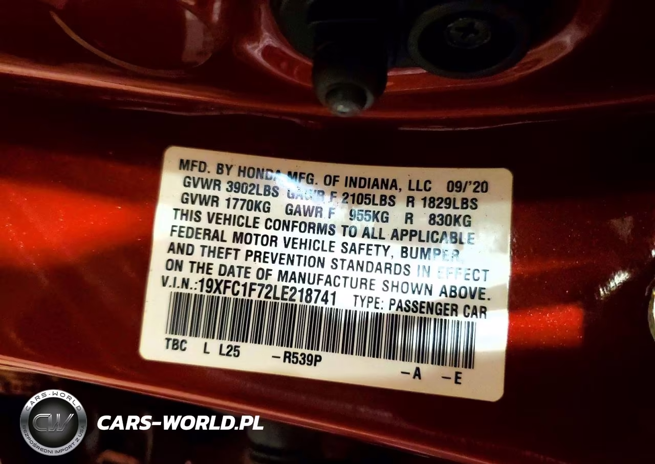 2020 Honda Civic Exl VIN:19XFC1F72LE218741 - 12