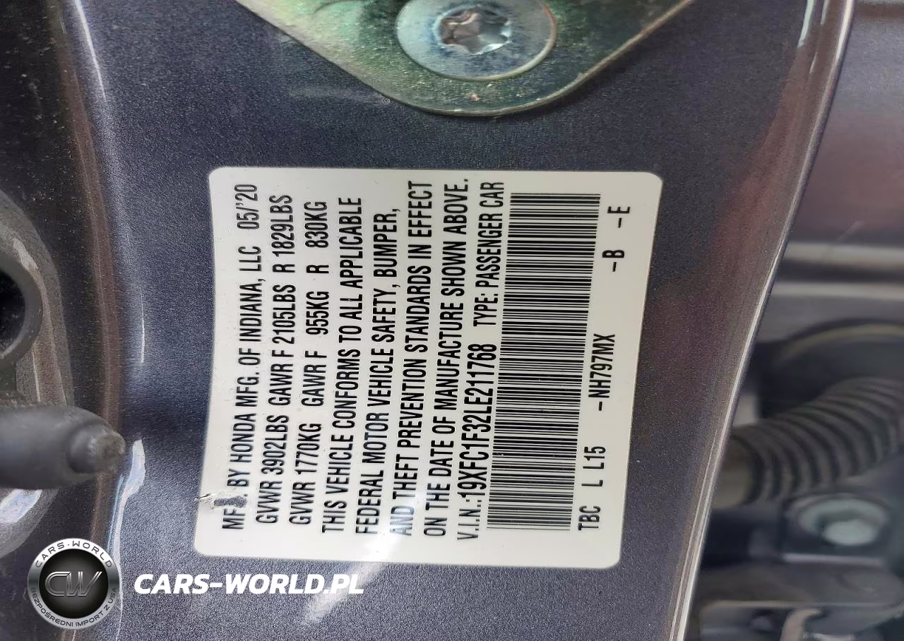 2020 Honda Civic VIN:19XFC1F32LE211768 - 12
