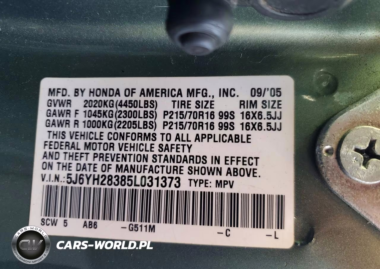 2005 Honda Element Lx VIN:5J6YH28385L031373 - 13