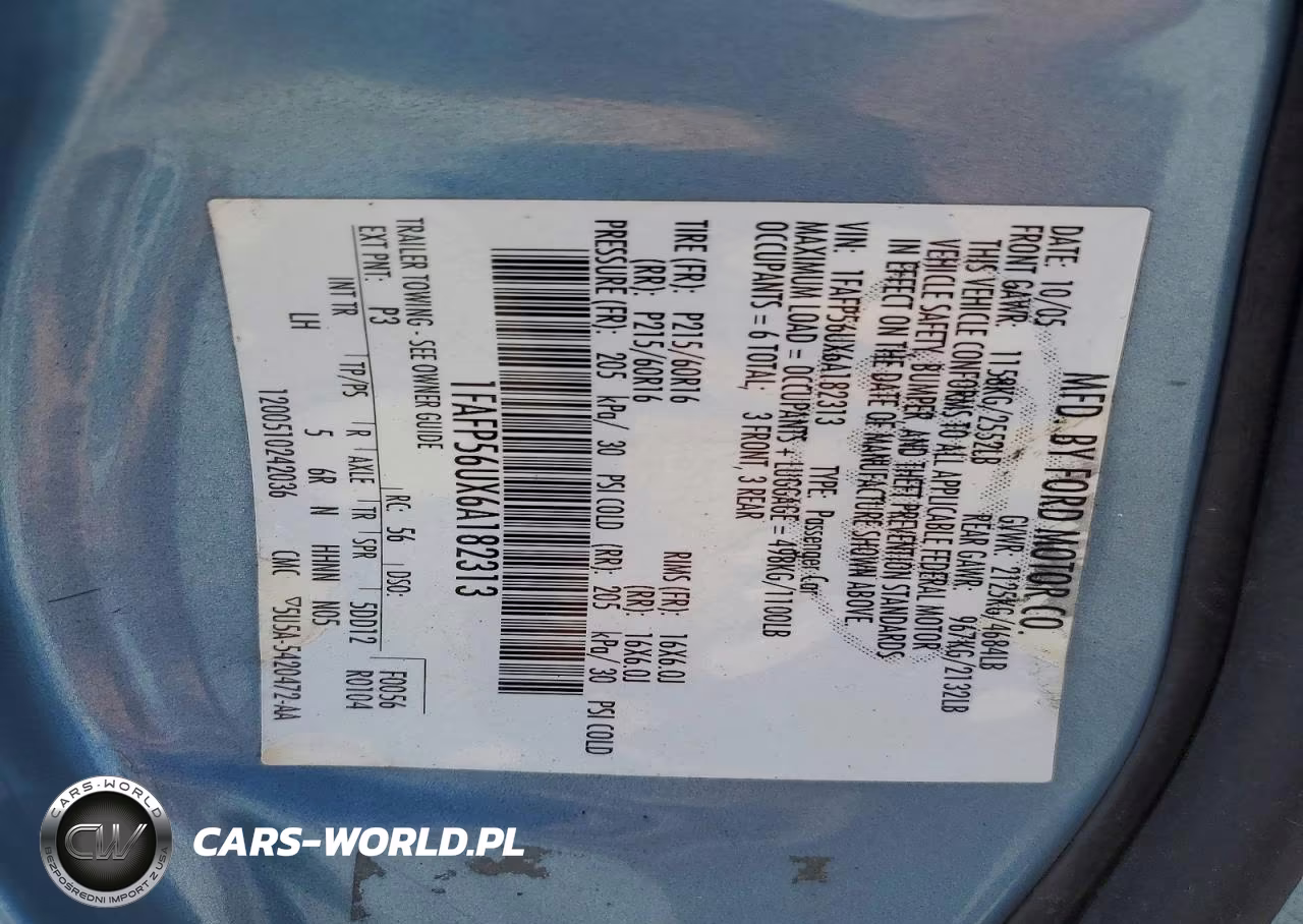 2006 Ford Taurus Sel VIN:1FAFP56UX6A182313 - 12