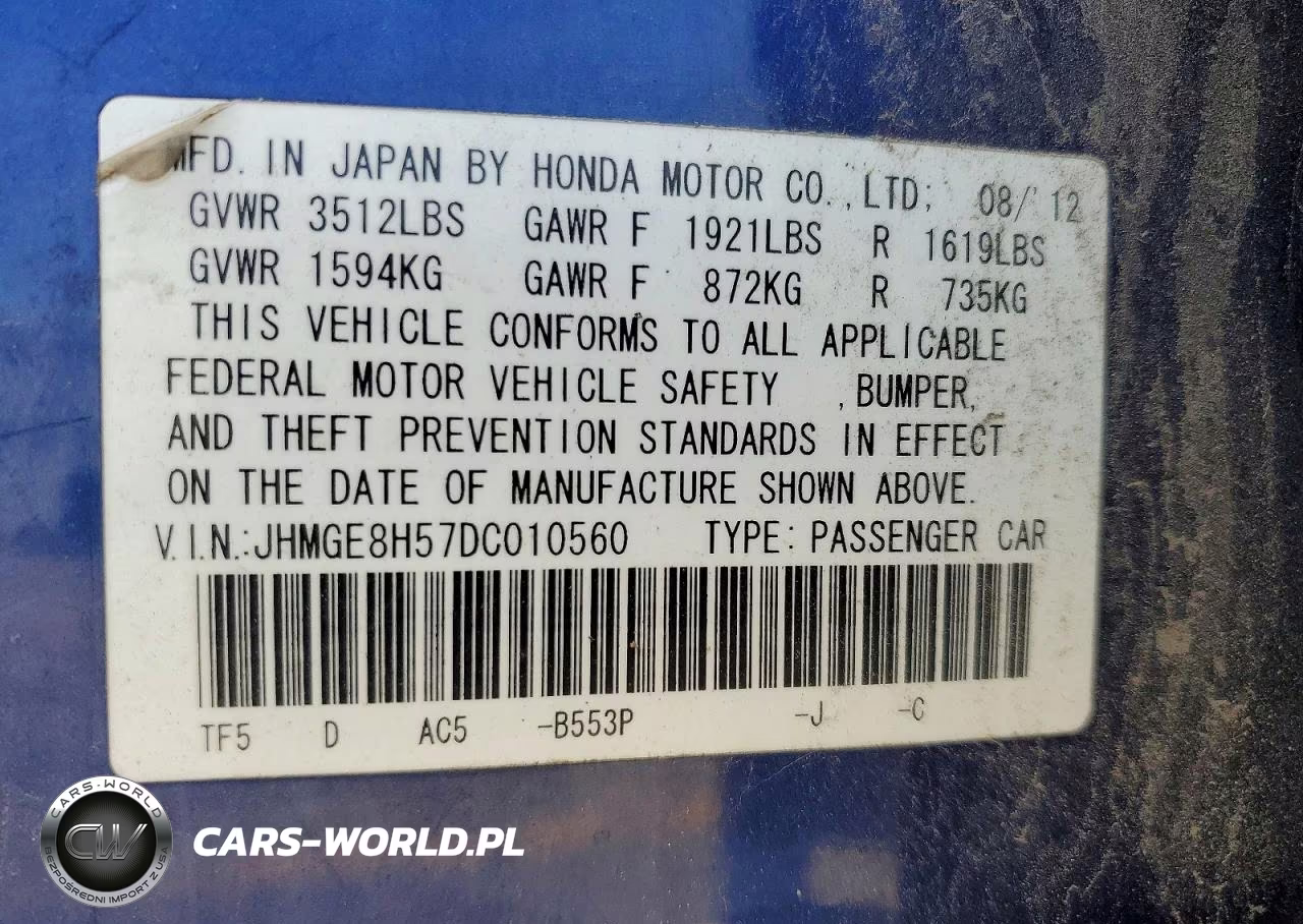 2013 Honda Fit Sport VIN:JHMGE8H57DC010560 - 12