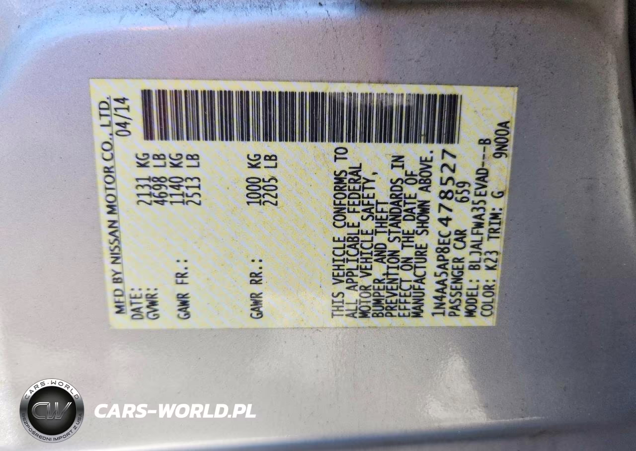 2014 Nissan Maxima 3.5 Sv VIN:1N4AA5AP8EC478527 - 12