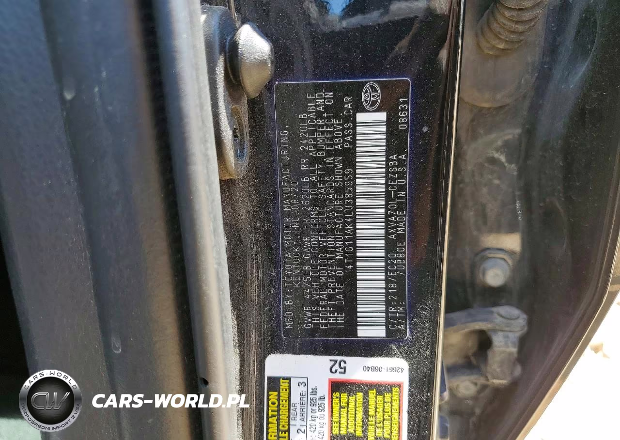 2020 Toyota Camry Se Nightshade VIN:4T1G11AK4LU385959 - 12