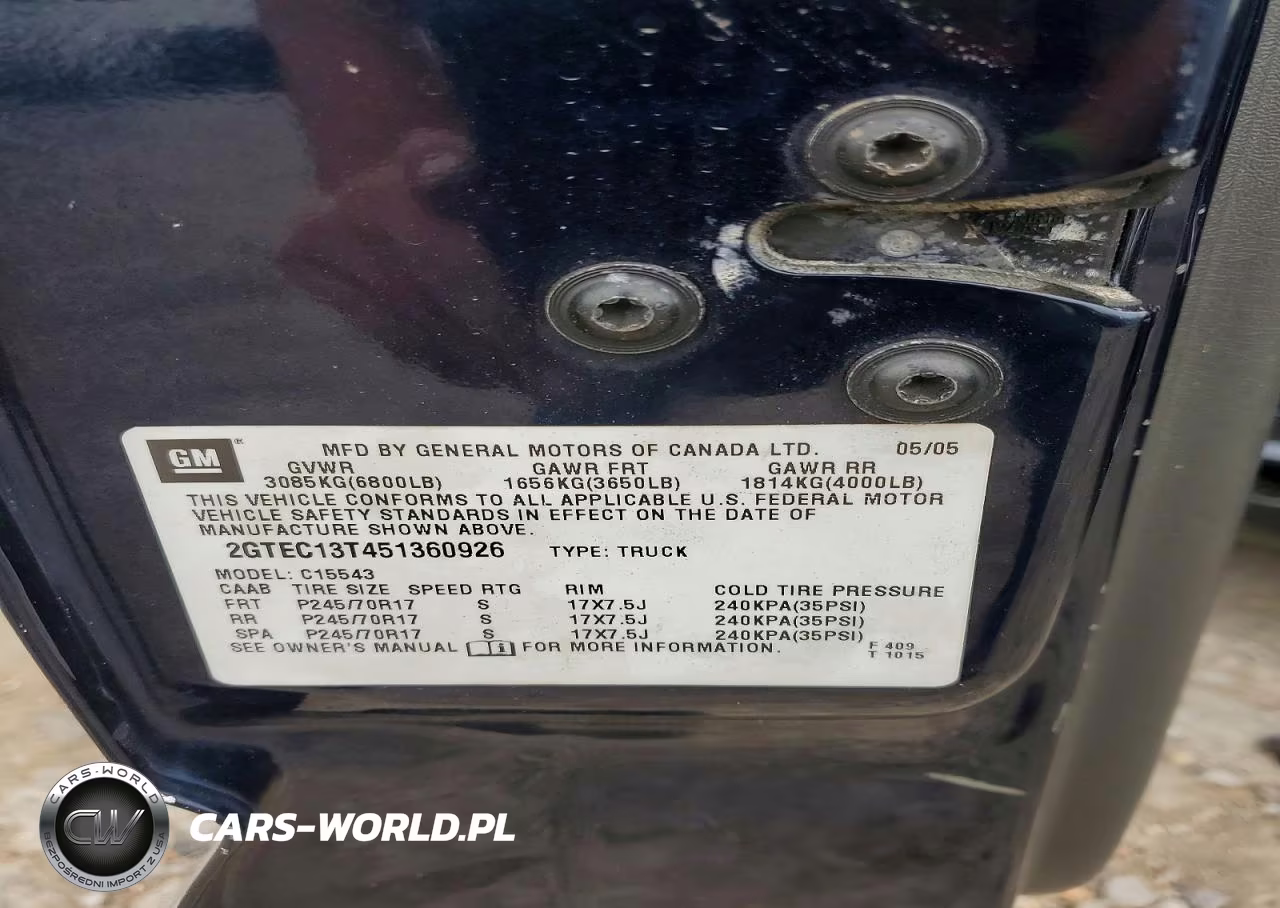 2005 GMC New Sierra C1500 VIN:2GTEC13T451360926 - 12