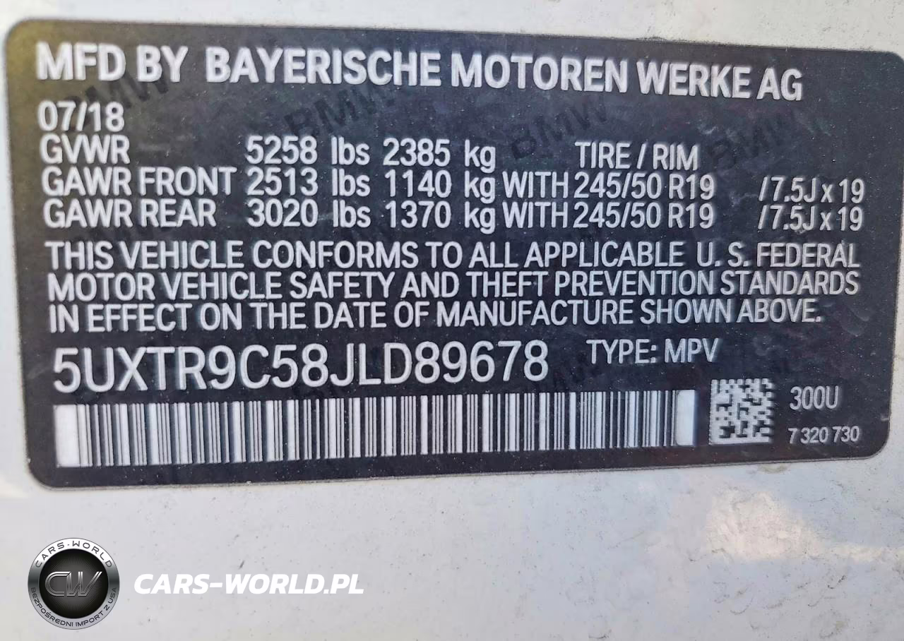 2018 BMW X3 xDrive30I VIN:5UXTR9C58JLD89678 - 13
