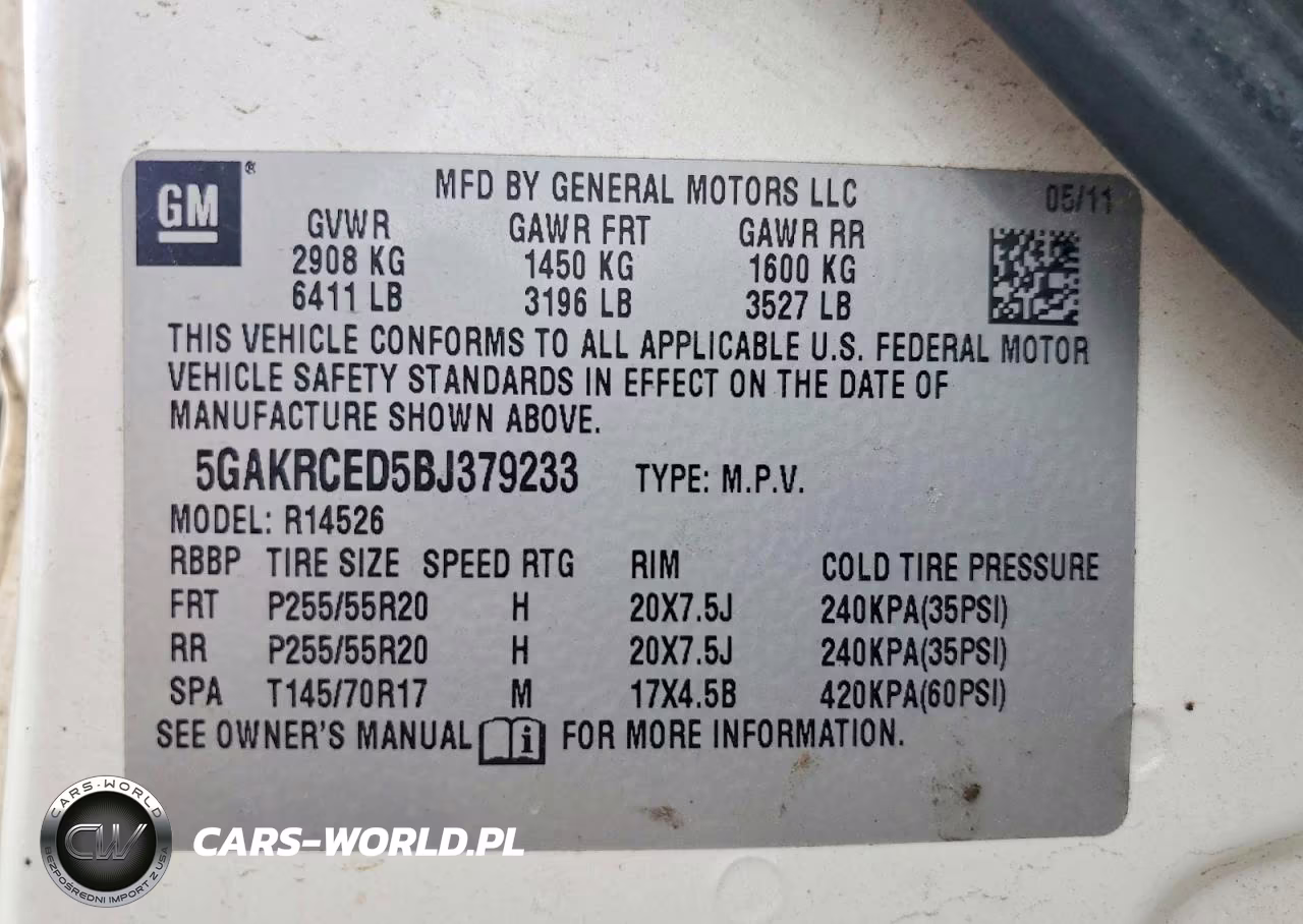 2011 Buick Enclave Cxl VIN:5GAKRCED5BJ379233 - 13