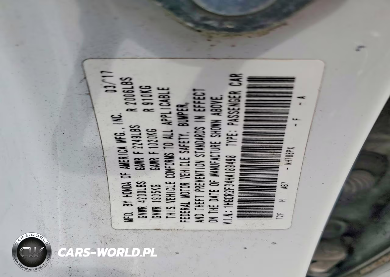 2017 Honda Accord VIN:1HGCR2F34HA189498 - 12