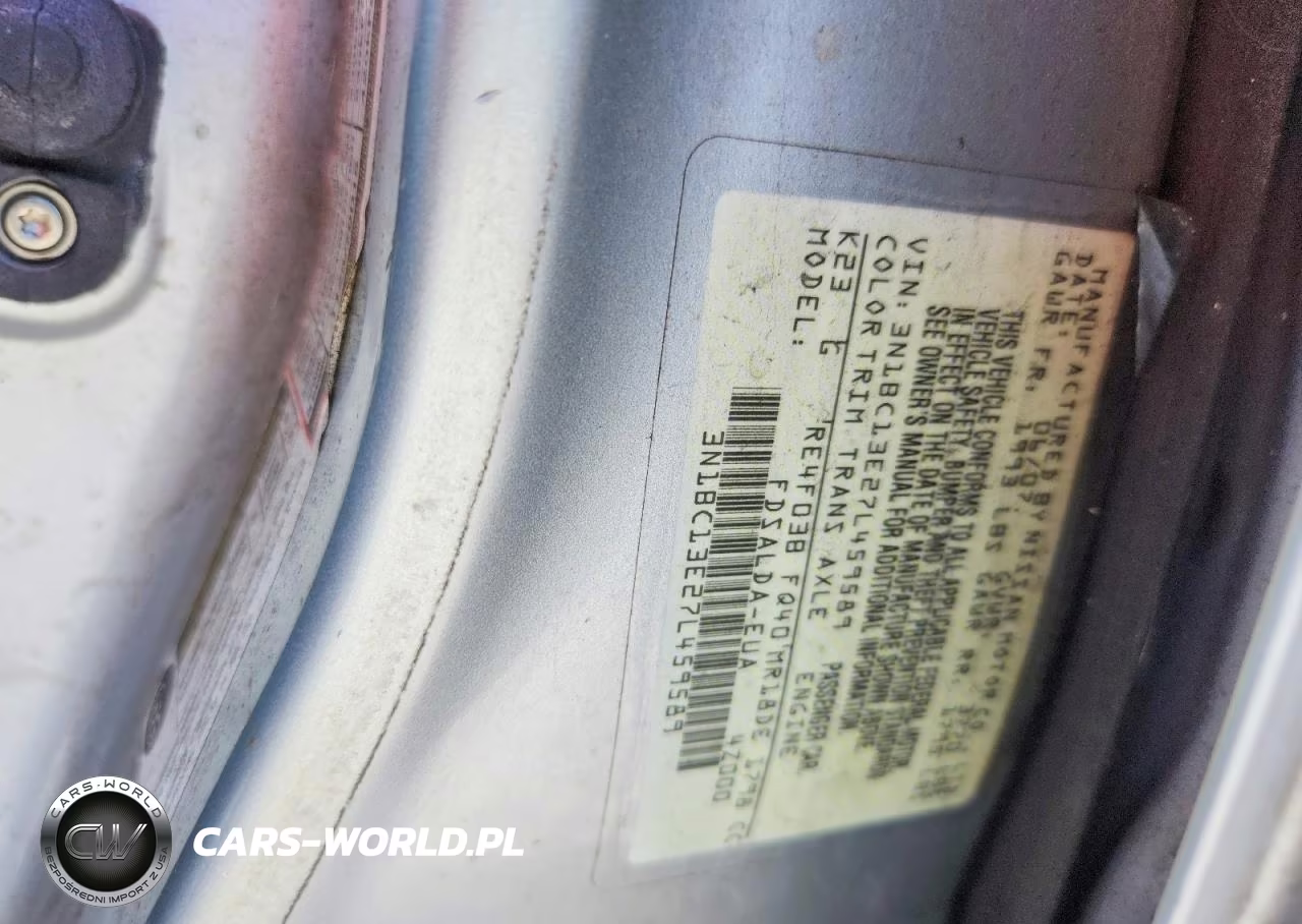 2007 Nissan Versa 1.8 S VIN:3N1BC13E27L459589 - 13