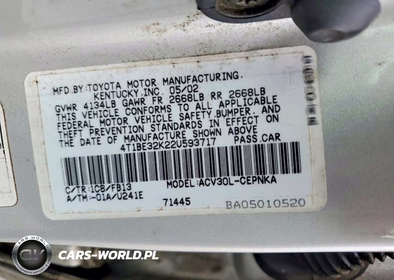 2002 Toyota Camry Le VIN:4T1BE32K22U593717 - 13