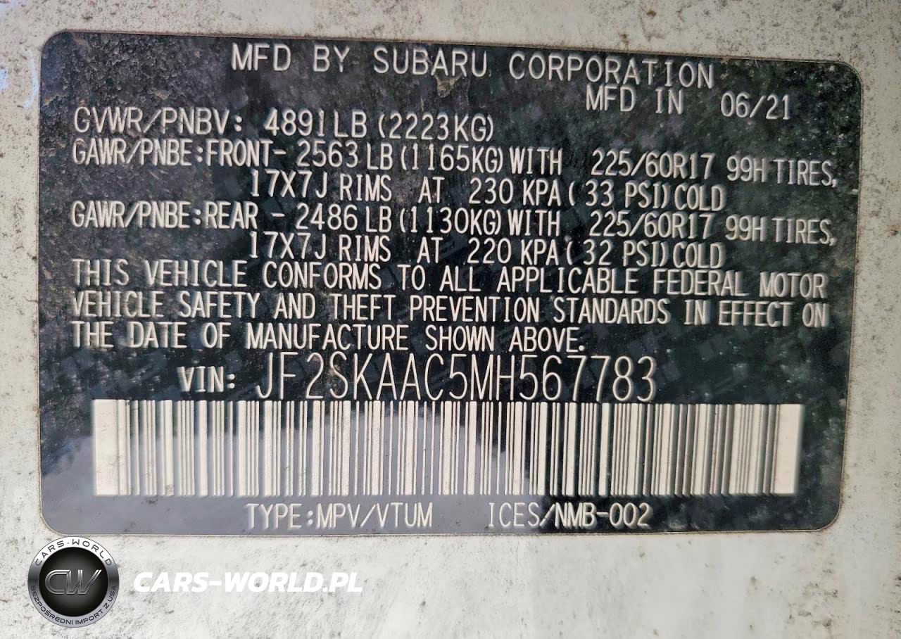 2021 Subaru Forester VIN:JF2SKAAC5MH567783 - 13