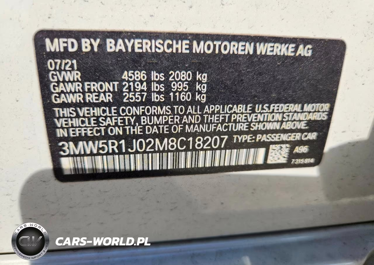 2021 BMW 330I VIN:3MW5R1J02M8C18207 - 13