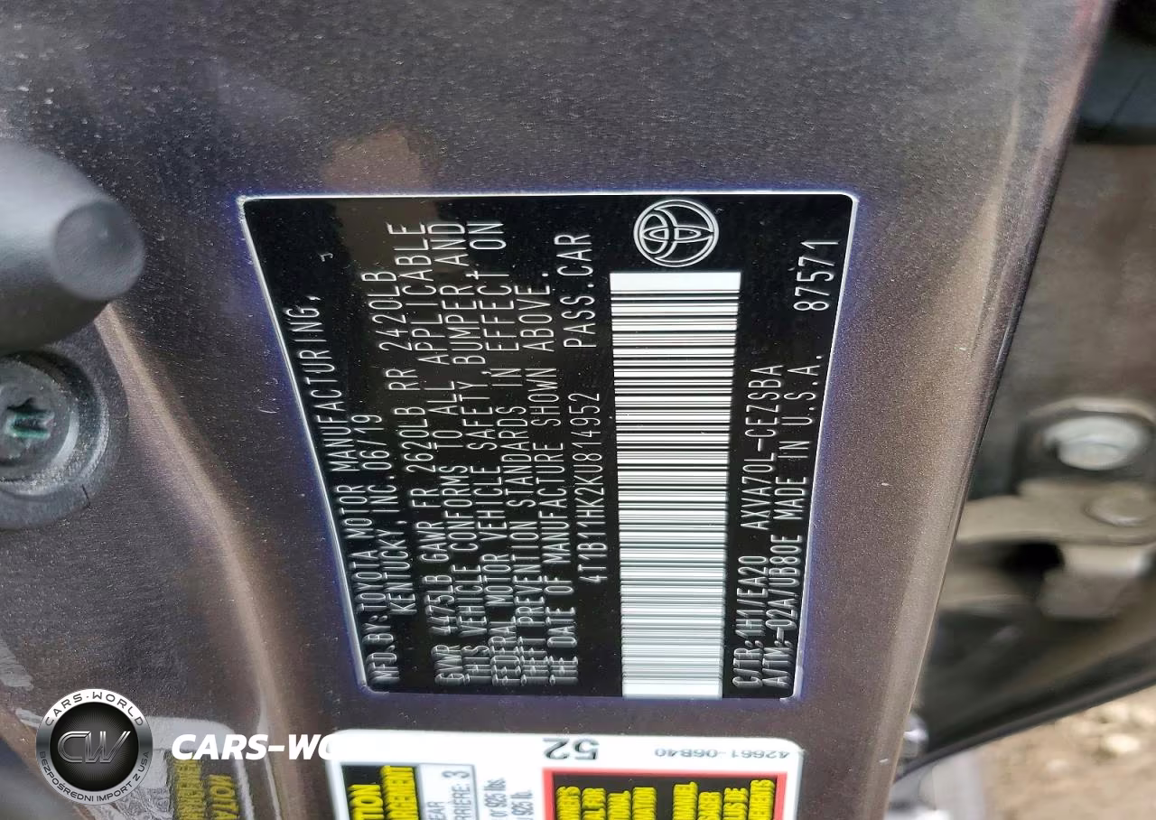 2019 Toyota Camry Se VIN:4T1B11HK2KU814952 - 12