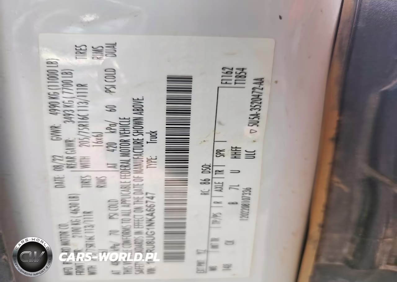 2022 Ford Transit T- - Delivery Van VIN:1FTRU8UG1NKA66747 - 12
