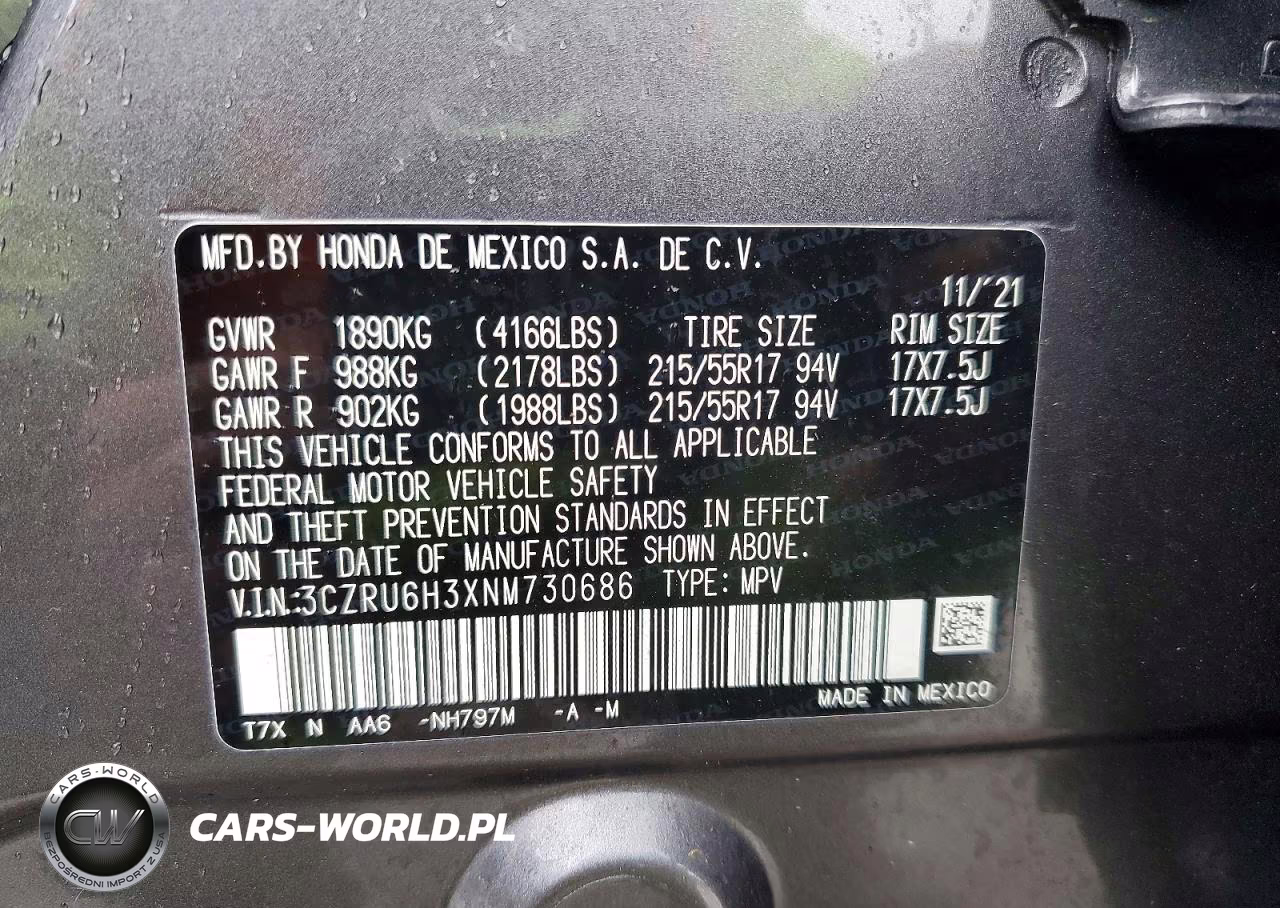 2022 Honda Hr-V Lx VIN:3CZRU6H3XNM730686 - 13