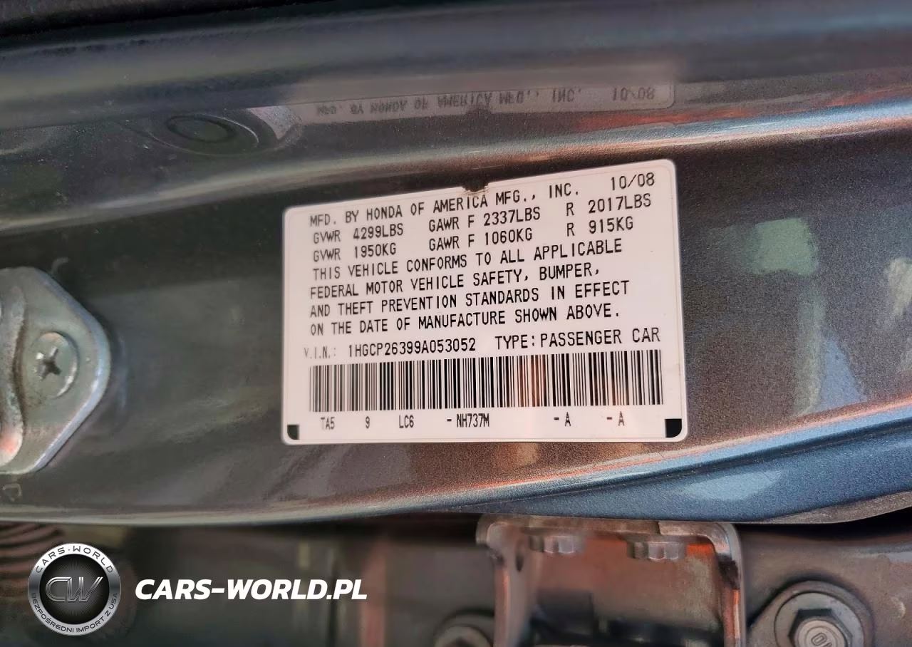 2009 Honda Accord Lx VIN:1HGCP26399A053052 - 12
