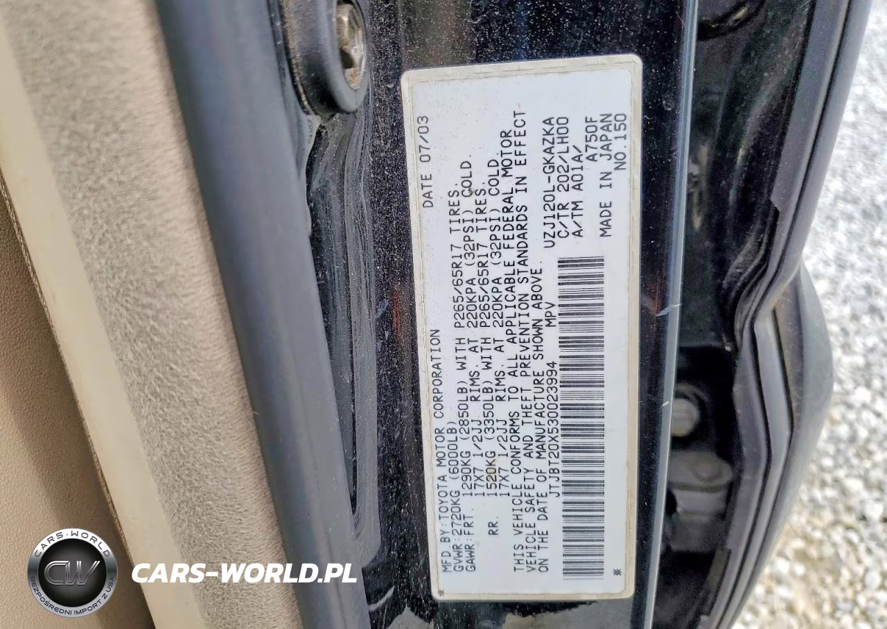 2003 Lexus Gx 470 VIN:JTJBT20X530023994 - 13