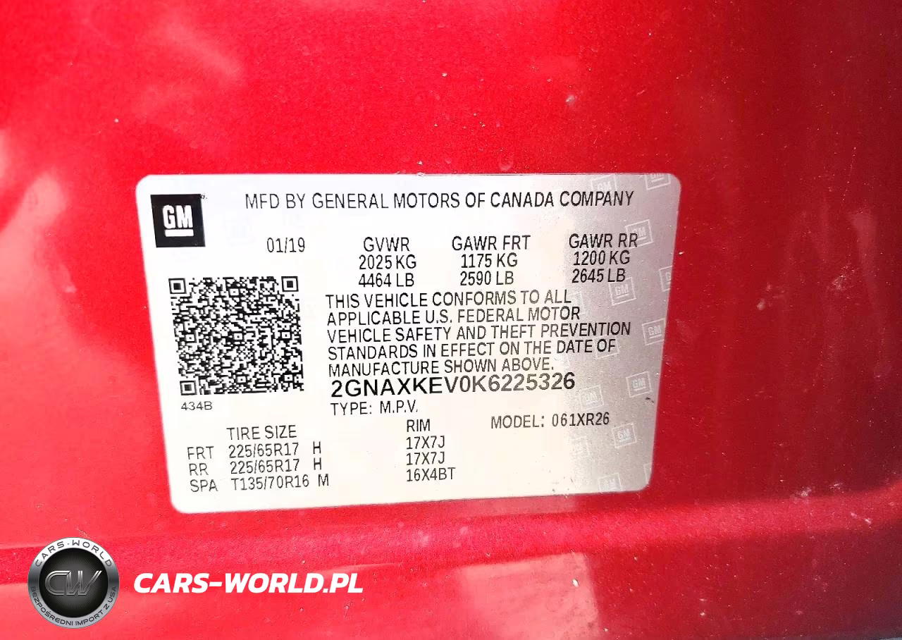 2019 Chevrolet Equinox Lt VIN:2GNAXKEV0K6225326 - 12