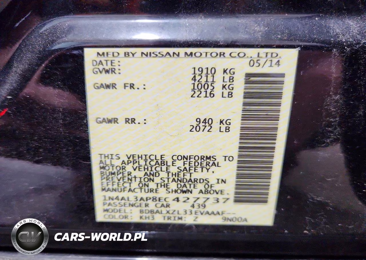 2014 Nissan Altima 2.5 Sl VIN:1N4AL3AP8EC427737 - 13