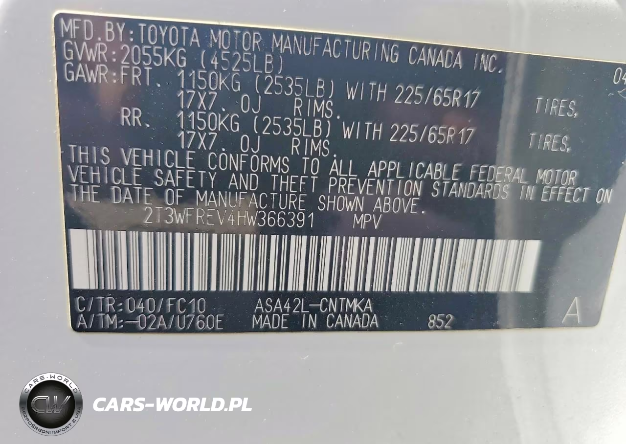 2017 Toyota Rav4 Xle VIN:2T3WFREV4HW366391 - 13