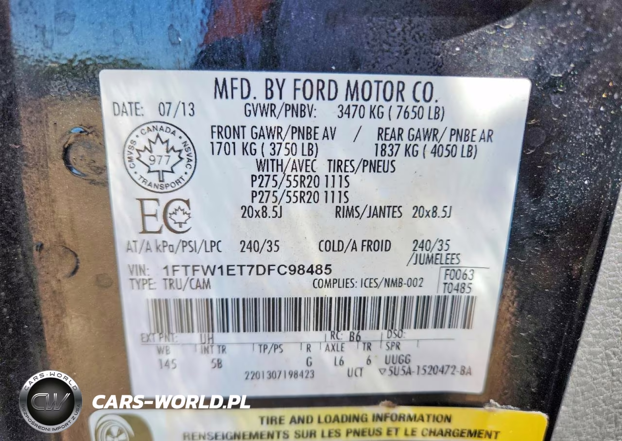 2013 Ford F150 Supercrew VIN:1FTFW1ET7DFC98485 - 13
