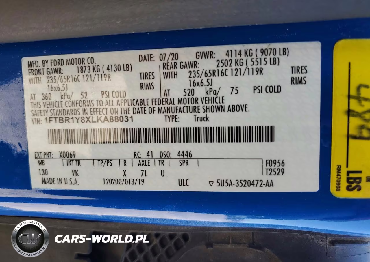 2020 Ford Transit T-250 VIN:1FTBR1Y8XLKA88031 - 13