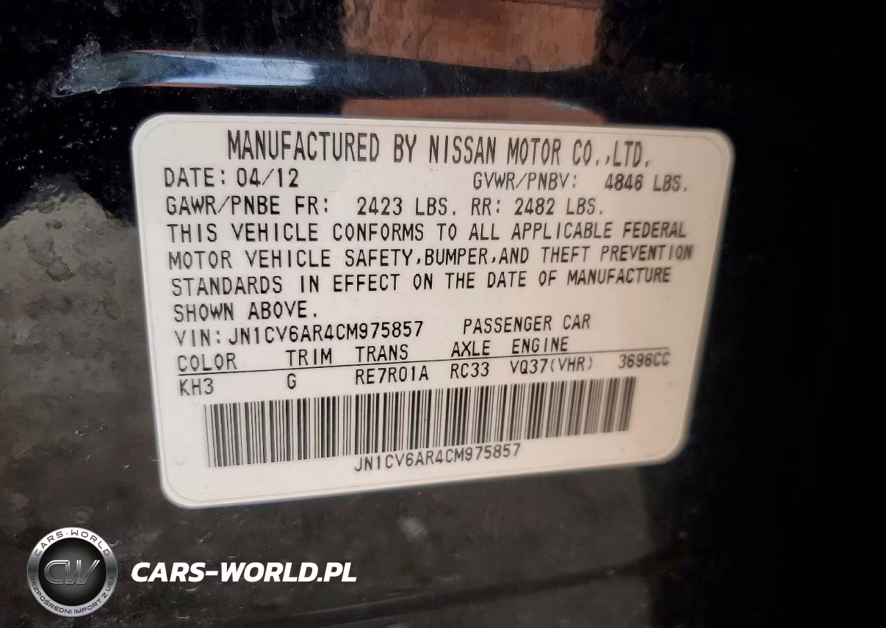 2012 Infiniti G37 Sedan X VIN:JN1CV6AR4CM975857 - 12